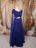 Royal Blue Heavy Sequins and Beads Embroidered Design Net Mermaid Bridal Lehenga with Designer Blouse and Cape Sleeves