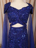 Royal Blue Heavy Sequins and Beads Embroidered Design Net Mermaid Bridal Lehenga with Designer Blouse and Cape Sleeves