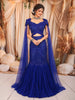 Royal Blue Heavy Sequins and Beads Embroidered Design Net Mermaid Bridal Lehenga with Designer Blouse and Cape Sleeves