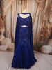 Royal Blue Heavy Sequins and Beads Embroidered Design Net Mermaid Bridal Lehenga with Designer Blouse and Matching Choker Dupatta