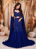 Royal Blue Heavy Sequins and Beads Embroidered Design Net Mermaid Bridal Lehenga with Designer Blouse and Matching Choker Dupatta