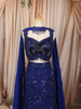 Royal Blue Heavy Sequins and Beads Embroidered Design Net Mermaid Bridal Lehenga with Designer Blouse and Matching Choker Dupatta