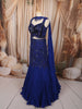 Royal Blue Heavy Sequins and Beads Embroidered Design Net Mermaid Bridal Lehenga with Designer Blouse and Matching Choker Dupatta