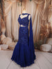 Royal Blue Heavy Sequins and Beads Embroidered Design Net Mermaid Bridal Lehenga with Designer Blouse and Matching Choker Dupatta