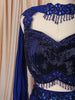 Royal Blue Heavy Sequins and Beads Embroidered Design Net Mermaid Bridal Lehenga with Designer Blouse and Matching Choker Dupatta