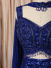 Royal Blue Heavy Sequins and Beads Embroidered Design Net Mermaid Bridal Lehenga with Designer Blouse and Matching Choker Dupatta