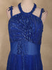 Royal Blue Heavy Sequins and Beads Embroidered Design Net Mermaid Gown