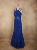 Royal Blue Heavy Sequins and Beads Embroidered Design Net Mermaid Gown