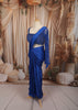 Royal Blue Heavy Sequins and Beads Embroidered Design Satin Ready to Wear Party Saree with Matching Designer Blouse