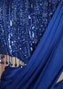 Royal Blue Heavy Sequins and Beads Embroidered Design Satin Ready to Wear Party Saree with Matching Designer Blouse