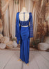 Royal Blue Heavy Sequins and Beads Embroidered Design Satin Ready to Wear Party Saree with Matching Designer Blouse