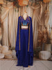 Royal Blue Heavy Sequins and Beads Embroidered Design Satin Ready to Wear Saree with Long Cape
