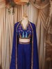 Royal Blue Heavy Sequins and Beads Embroidered Design Satin Ready to Wear Saree with Long Cape
