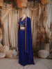 Royal Blue Heavy Sequins and Beads Embroidered Design Satin Ready to Wear Saree with Long Cape