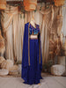 Royal Blue Heavy Sequins and Beads Embroidered Design Satin Ready to Wear Saree with Long Cape