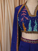 Royal Blue Heavy Sequins and Beads Embroidered Design Satin Ready to Wear Saree with Long Cape