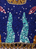 Royal Blue Heavy Sequins and Beads Embroidered Design Satin Ready to Wear Saree with Long Cape