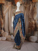 Royal Blue Ikat Woven Design Pure Tussar Party Wear Saree with Contrast Motif Thread Work Border