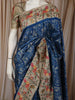 Royal Blue Ikat Woven Design Pure Tussar Party Wear Saree with Contrast Motif Thread Work Border