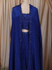 Royal Blue Kartana and Beads Embroidered Design Satin Party Wear Lehenga with Over Coat