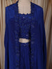 Royal Blue Kartana and Beads Embroidered Design Satin Party Wear Lehenga with Over Coat