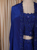Royal Blue Kartana and Beads Embroidered Design Satin Party Wear Lehenga with Over Coat