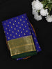 Royal Blue Leaf Butta Design Mysore Silk Designer Saree with Contrast Zari Border