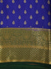 Royal Blue Leaf Butta Design Mysore Silk Designer Saree with Contrast Zari Border
