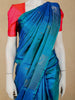 Royal Blue Leaf Woven Design Pure Kanchipuram Silk Saree with Self Border