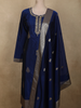 Royal Blue Paisley Zari Woven Design Silk Salwar Suit with Dupatta