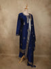 Royal Blue Paisley Zari Woven Design Silk Salwar Suit with Dupatta