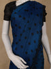Royal Blue Polka Dot Printed Satin Saree With Scallop Border