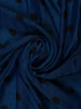 Royal Blue Polka Dot Printed Satin Saree With Scallop Border