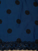 Royal Blue Polka Dot Printed Satin Saree With Scallop Border