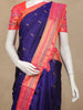 Royal Blue Small Butta Woven Pure Kanchipuram Silk Saree with Contrast Pink Zari Border