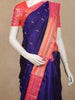 Royal Blue Small Butta Woven Pure Kanchipuram Silk Saree with Contrast Pink Zari Border
