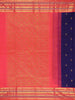 Royal Blue Small Butta Woven Pure Kanchipuram Silk Saree with Contrast Pink Zari Border
