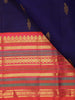 Royal Blue Small Butta Woven Pure Kanchipuram Silk Saree with Contrast Pink Zari Border