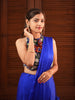 Royal Blue Solid Design Georgette Ready To Wear Saree With Beads Embellished Blouse