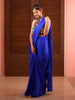 Royal Blue Solid Design Georgette Ready To Wear Saree With Beads Embellished Blouse