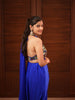 Royal Blue Solid Design Georgette Ready To Wear Saree With Beads Embellished Blouse