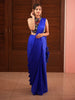 Royal Blue Solid Design Georgette Ready To Wear Saree With Beads Embellished Blouse