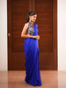 Royal Blue Solid Design Georgette Ready To Wear Saree With Beads Embellished Blouse
