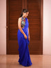 Royal Blue Solid Design Georgette Ready To Wear Saree With Beads Embellished Blouse
