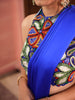 Royal Blue Solid Design Georgette Ready To Wear Saree With Beads Embellished Blouse