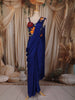 Royal Blue Solid Design Satin Ready to Wear Draped Saree with Designer Blouse