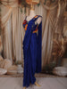 Royal Blue Solid Design Satin Ready to Wear Draped Saree with Designer Blouse