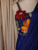 Royal Blue Solid Design Satin Ready to Wear Draped Saree with Designer Blouse
