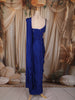 Royal Blue Solid Design Satin Ready to Wear Draped Saree with Designer Blouse