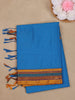 Royal Blue Solid Design Semi Silk Cotton Saree with Contrast Border